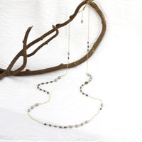 Long Rough Diamond & Pearl Necklace