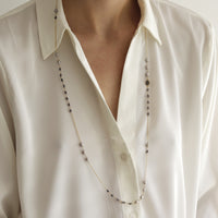 Long Rough Diamond & Pearl Necklace