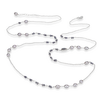 Long Rough Diamond & Pearl Necklace