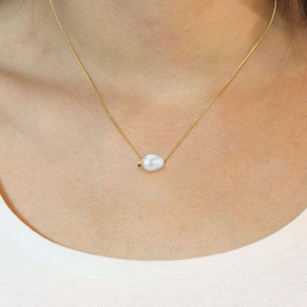 Floating Gem & Pearl Necklace