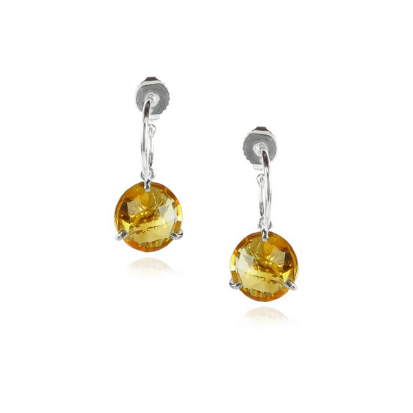 Faceted Round Gemstone Earrings