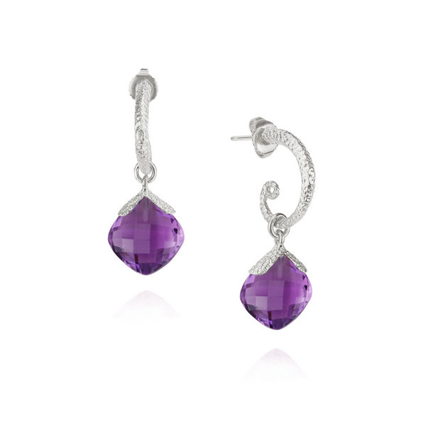 Cushion Cut Gem Drop Hoops