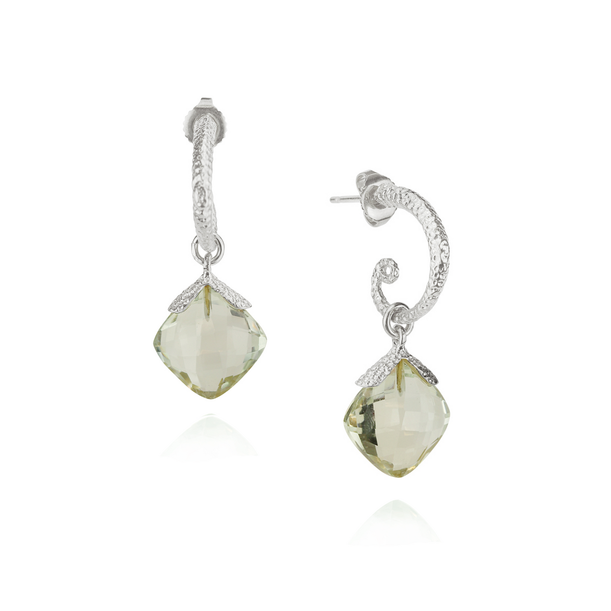 Cushion Cut Gem Drop Hoops