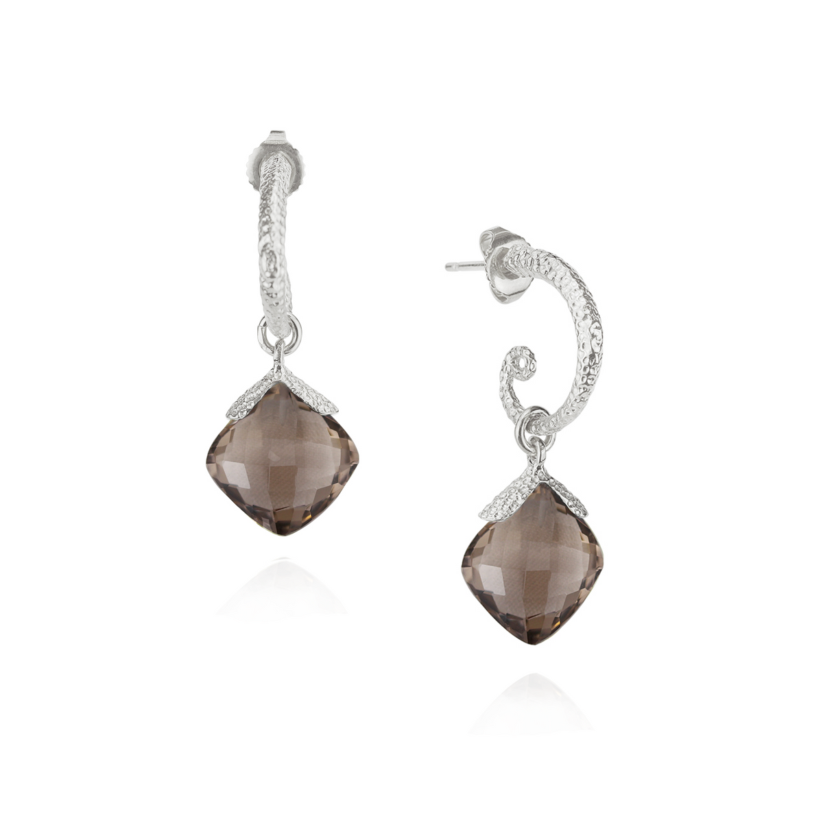 Cushion Cut Gem Drop Hoops