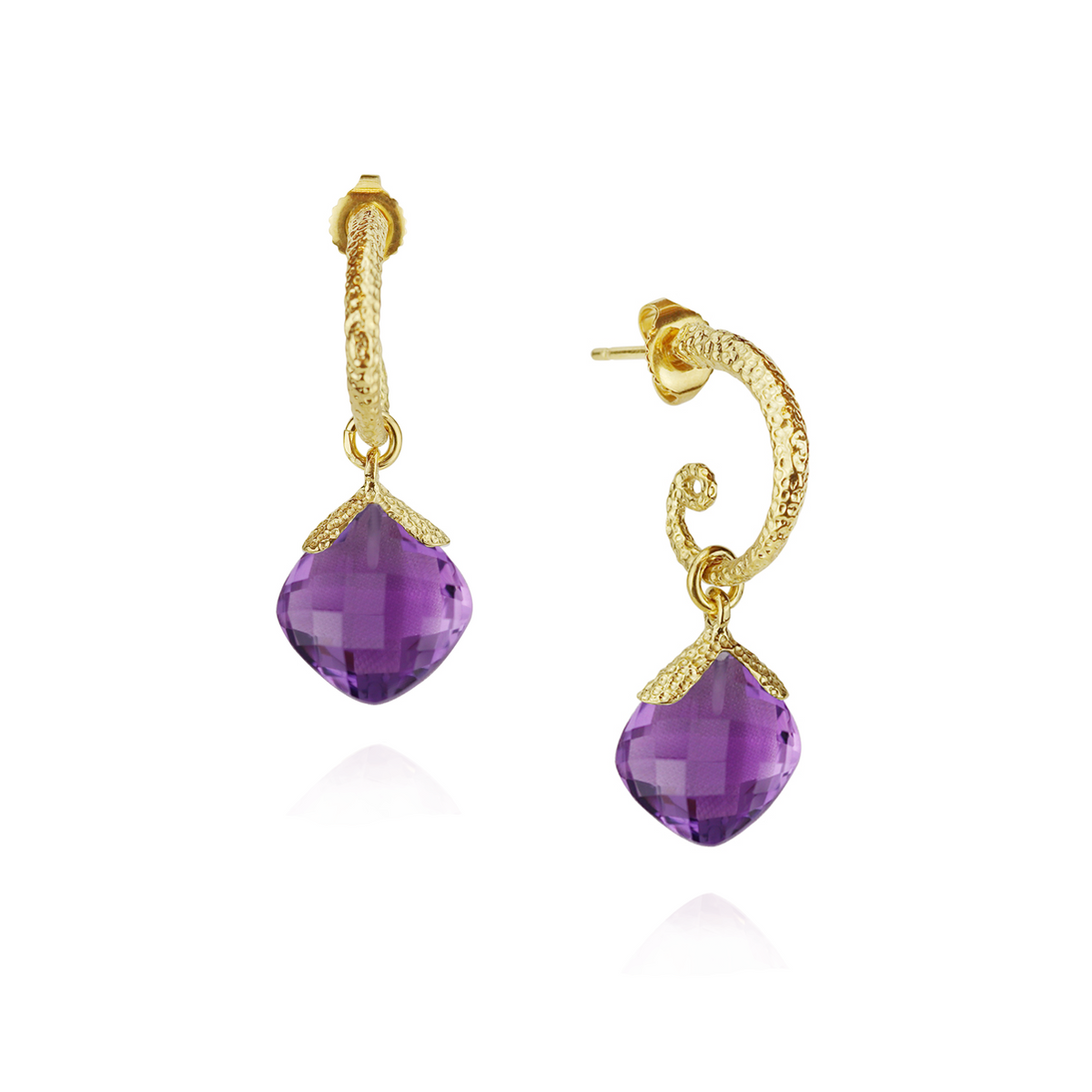 Cushion Cut Gem Drop Hoops