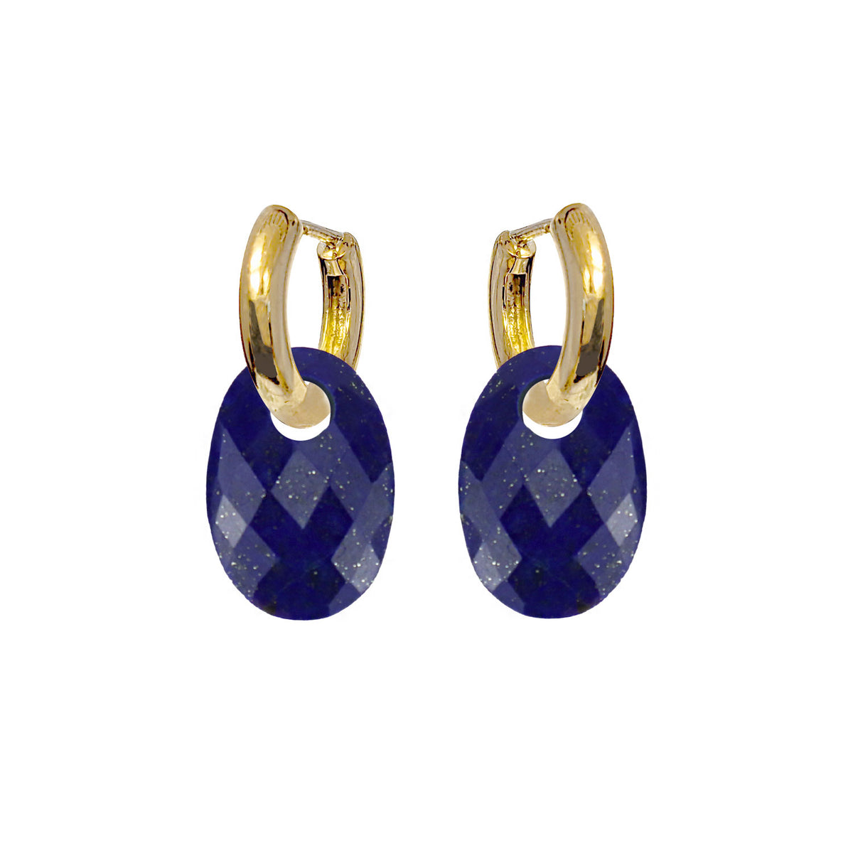 Faceted Oval Gemstone on Hinged Huggie Earrings