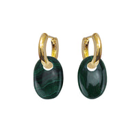 Faceted Oval Gemstone on Hinged Huggie Earrings