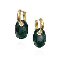 Faceted Oval Gemstone on Hinged Huggie Earrings