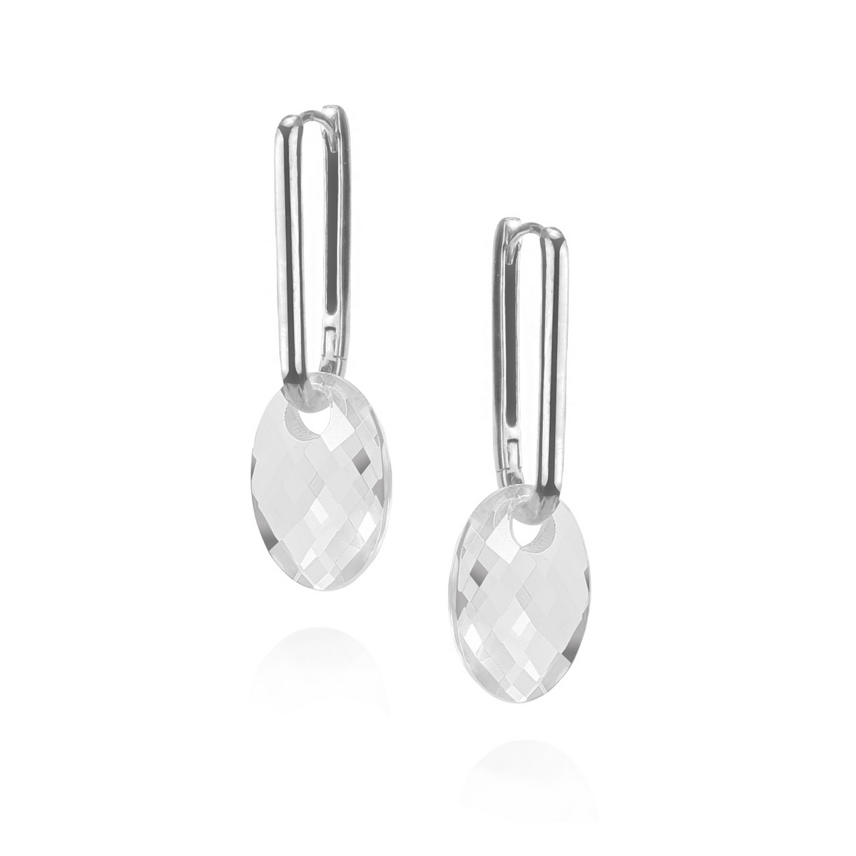 Rectangular Hoops & Faceted Oval Gemstone