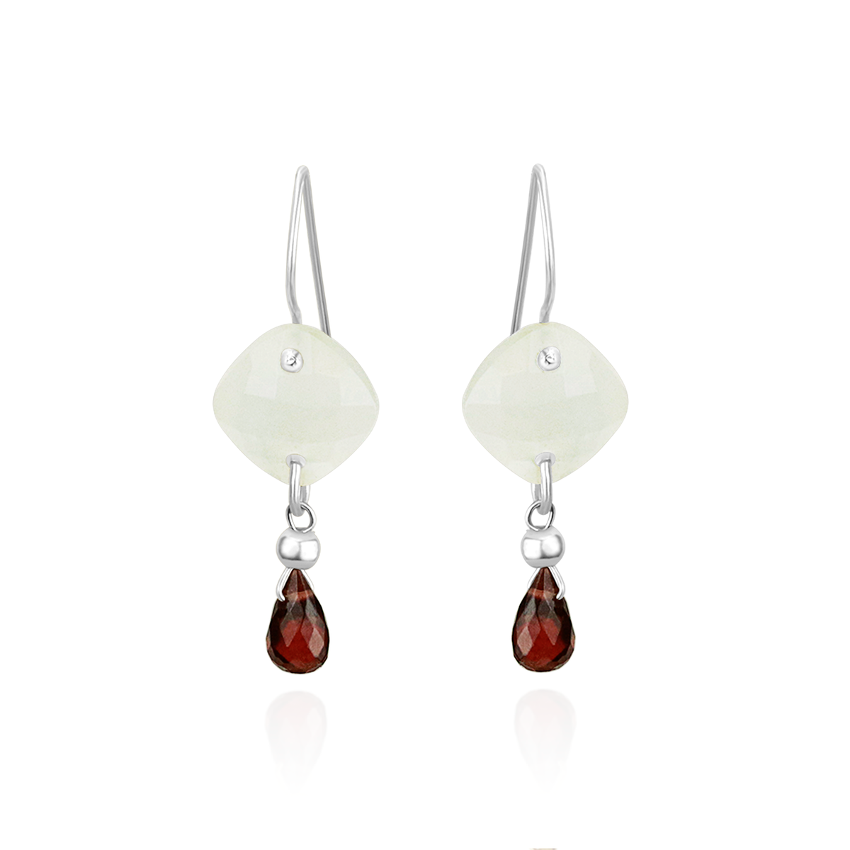 Cushion Cut Gemstones & Teardrop Earrings