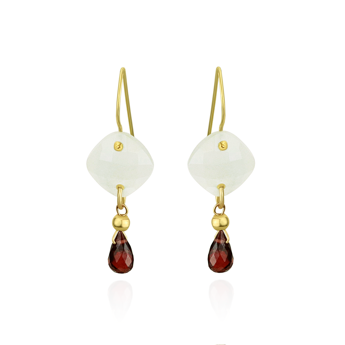 Cushion Cut Gemstones & Teardrop Earrings