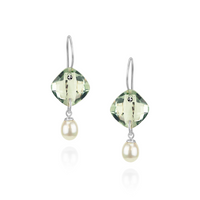 Cushion Cut Gemstones & Pearl Earrings