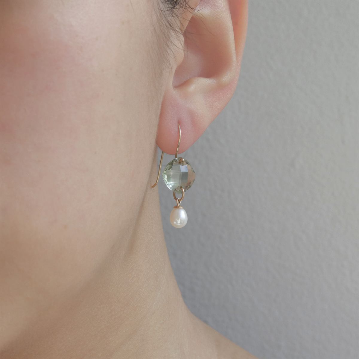 Cushion Cut Gemstones & Pearl Earrings