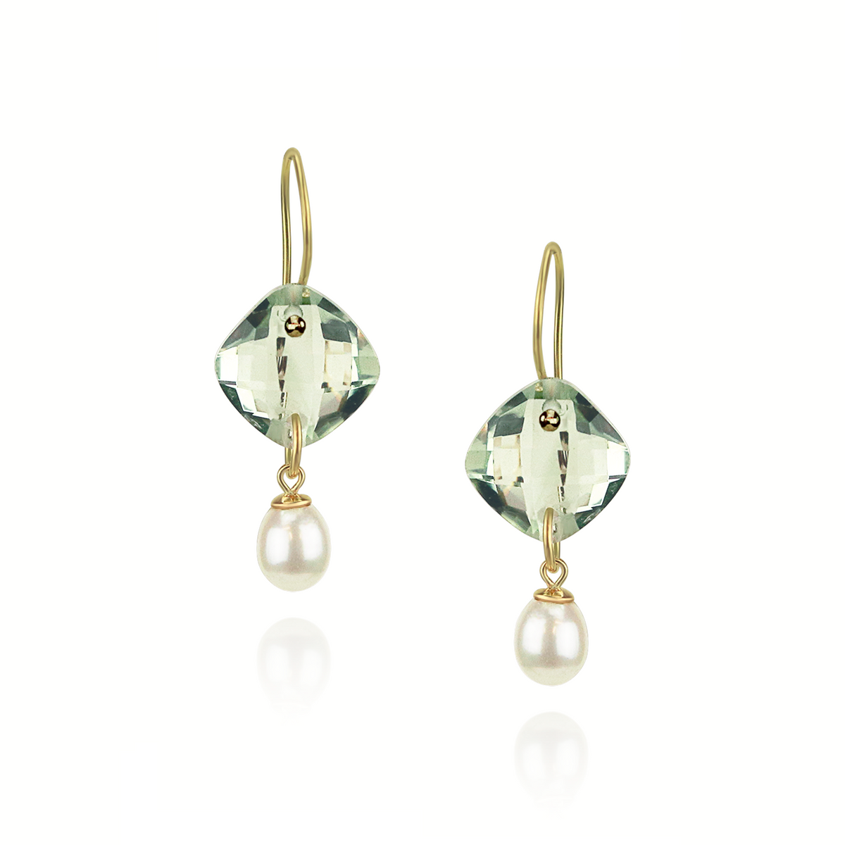 Cushion Cut Gemstones & Pearl Earrings