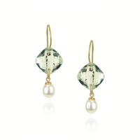 Cushion Cut Gemstones & Pearl Earrings