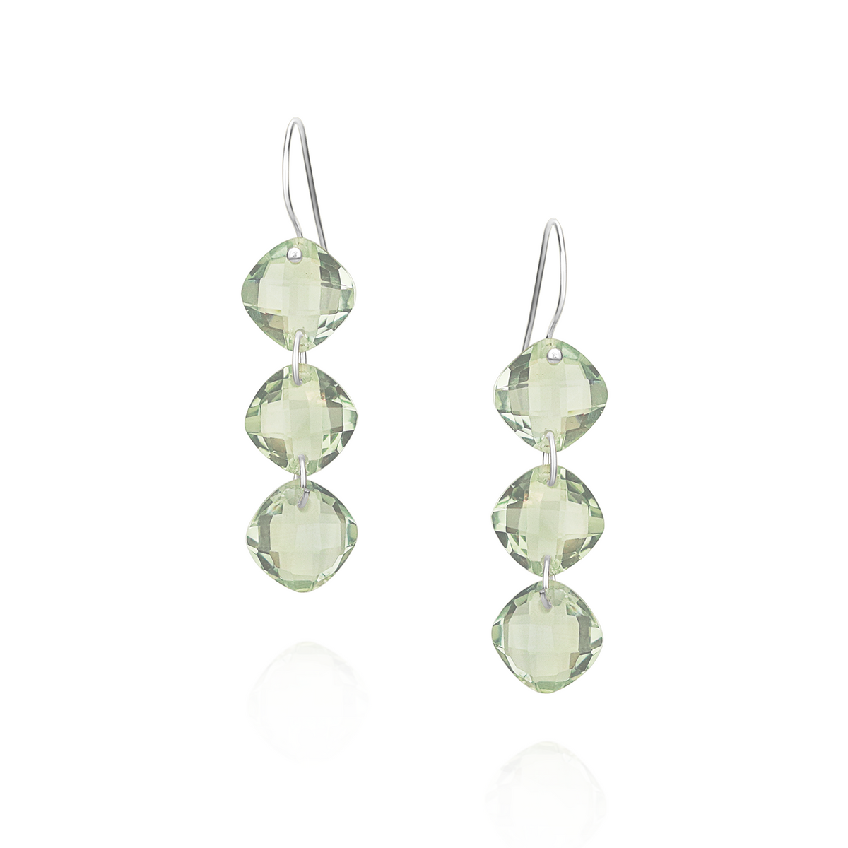 Triple Cushion Cut Gemstone Earrings