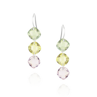 Triple Cushion Cut Gemstone Earrings