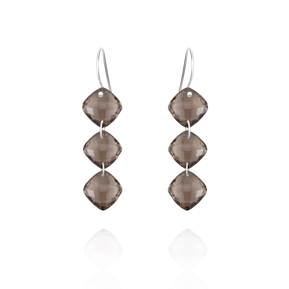 Triple Cushion Cut Gemstone Earrings