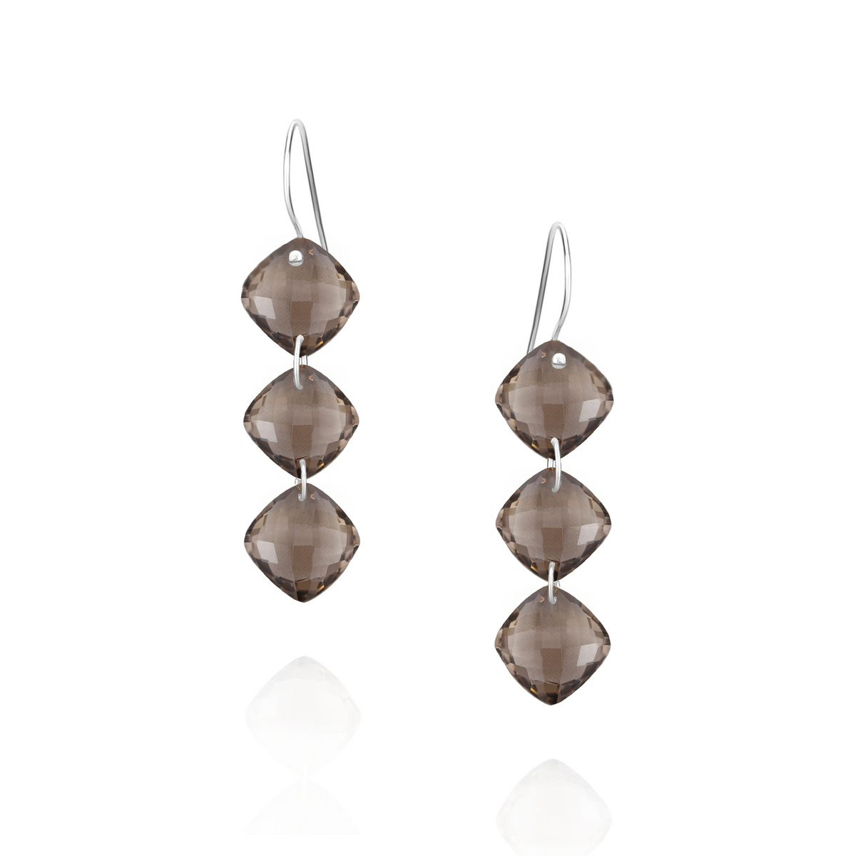 Triple Cushion Cut Gemstone Earrings