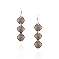 Triple Cushion Cut Gemstone Earrings