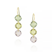 Triple Cushion Cut Gemstone Earrings