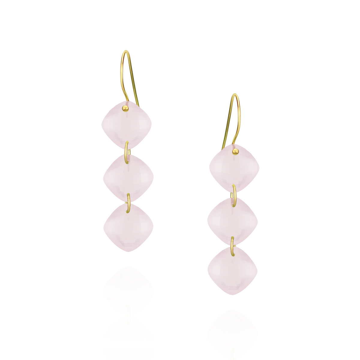 Triple Cushion Cut Gemstone Earrings