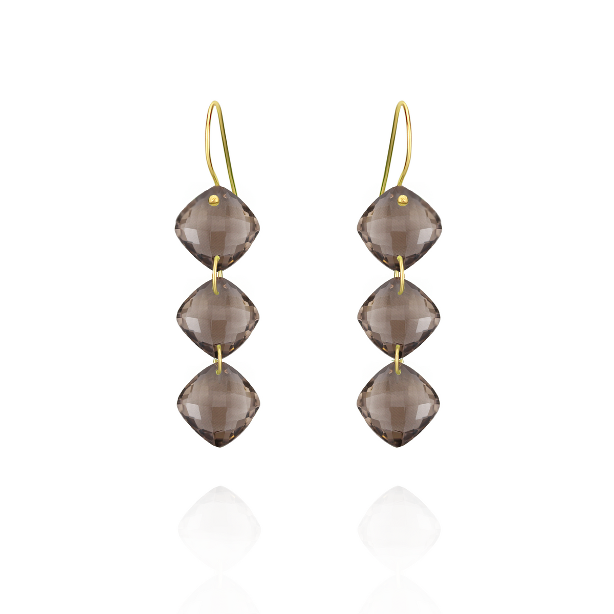Triple Cushion Cut Gemstone Earrings