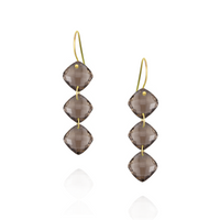 Triple Cushion Cut Gemstone Earrings