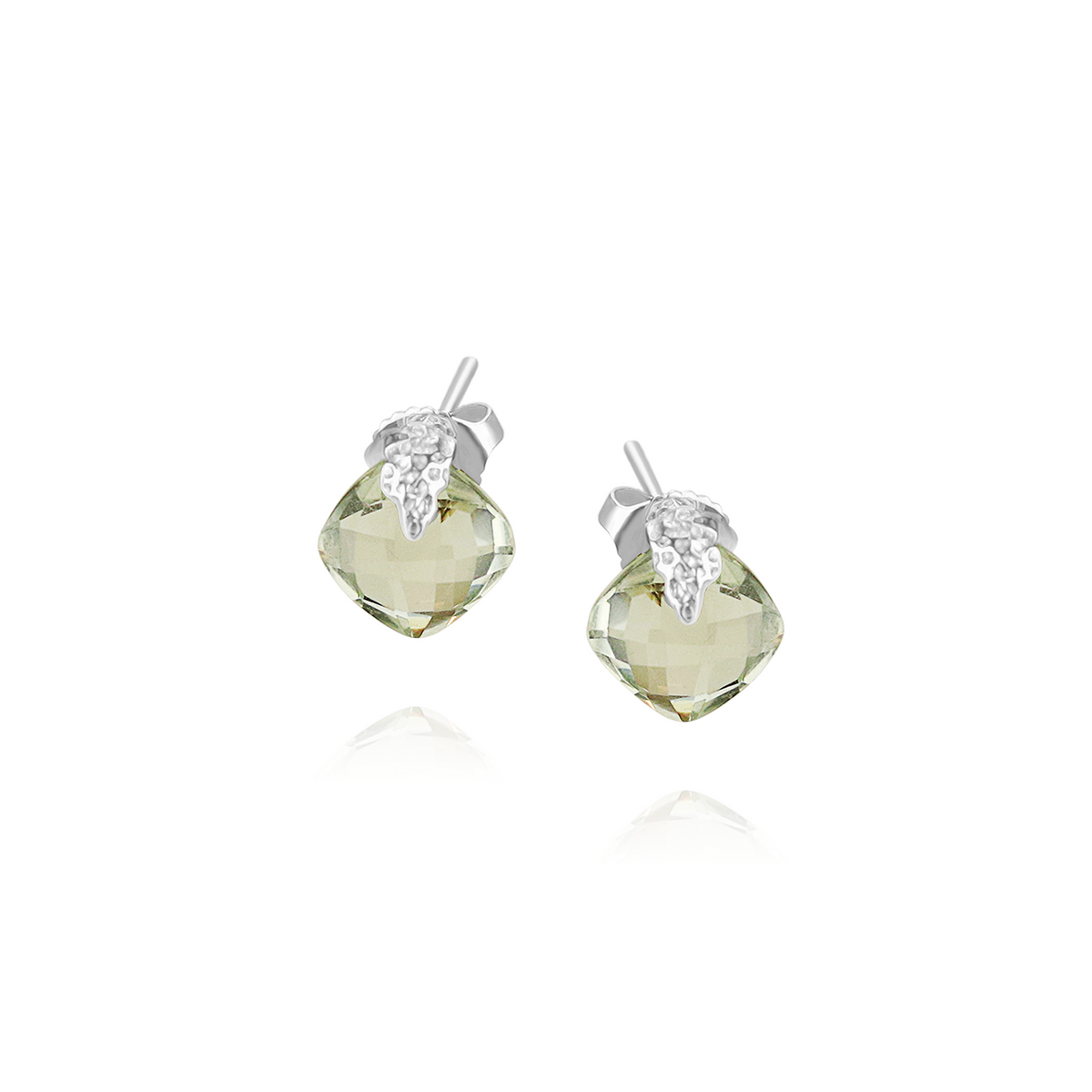 Small Cushion Cut Textured Stud Earrings