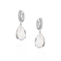 Rock Crystal & Clear Zircon Huggie Hoops