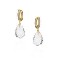 Rock Crystal & Clear Zircon Huggie Hoops