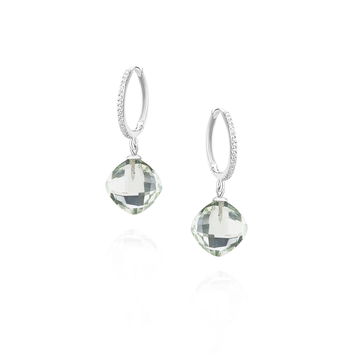 Cushion Cut Gemstones & Clear Zircon Hoops