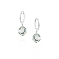 Cushion Cut Gemstones & Clear Zircon Hoops