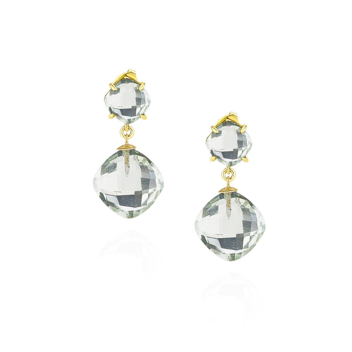 Double Cushion Cut Drop Earrings