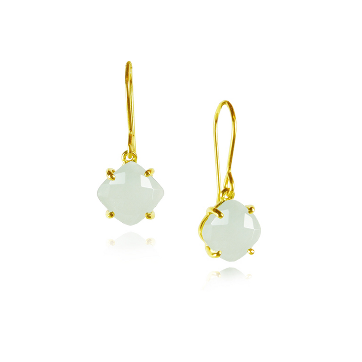 Square Gem Fish Hook Earrings