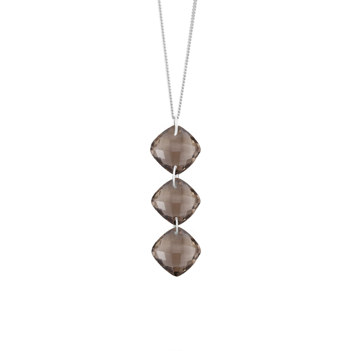 Triple Cushion Cut Gemstone Pendant Necklace