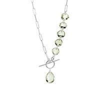 Cushion & Pear Cut Gemstone Toggle Necklace