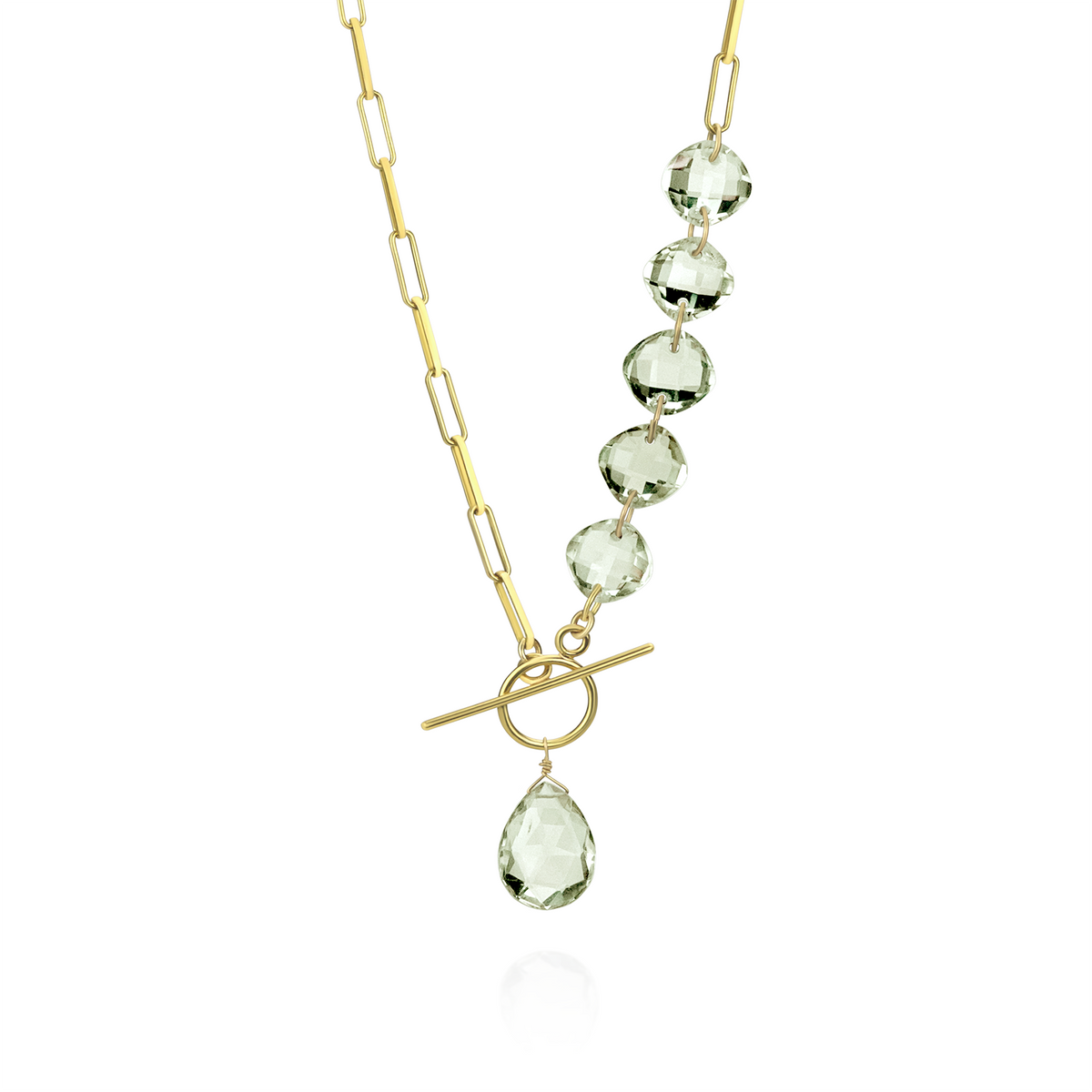 Cushion & Pear Cut Gemstone Toggle Necklace