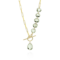 Cushion & Pear Cut Gemstone Toggle Necklace