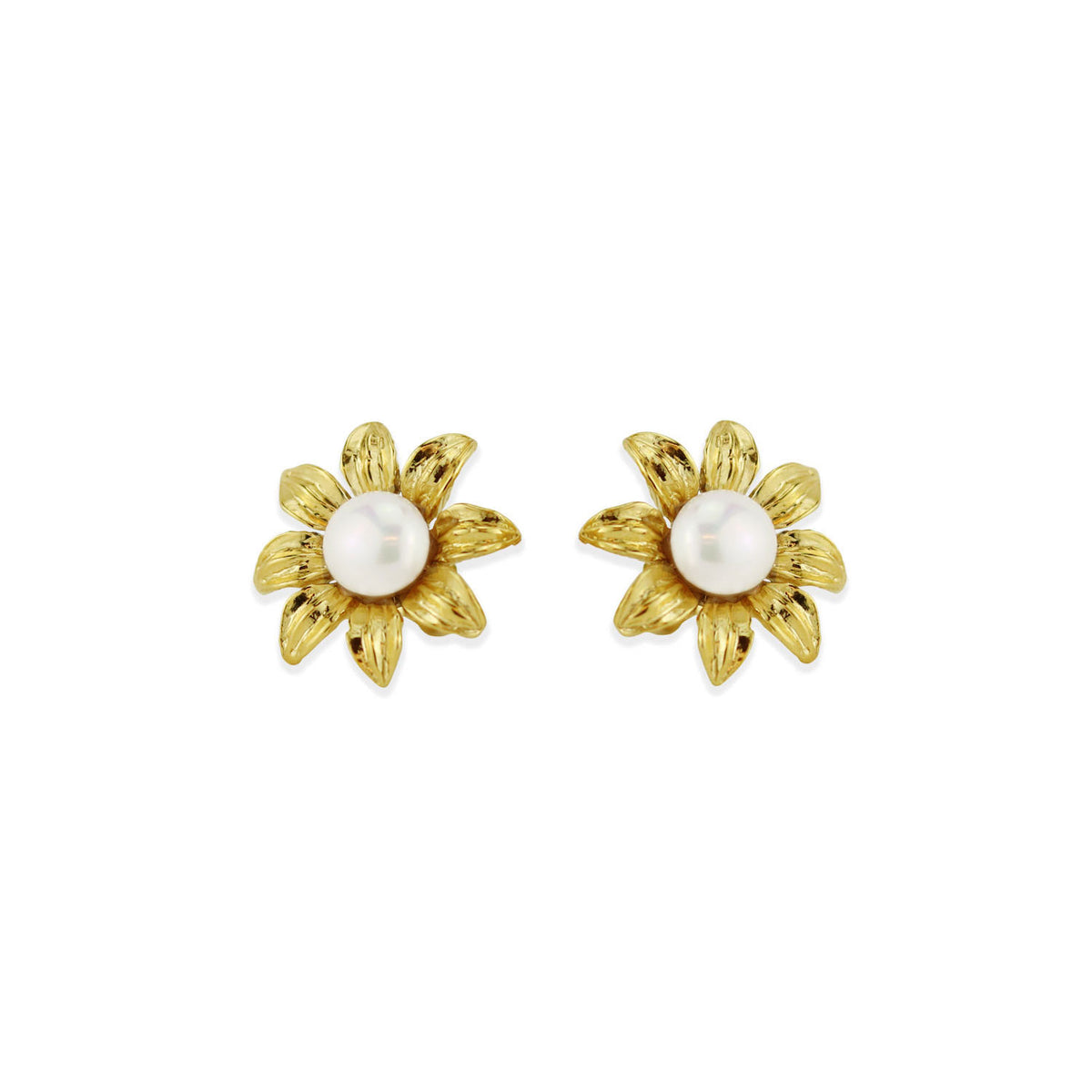 Flower Pearl Stud Earrings