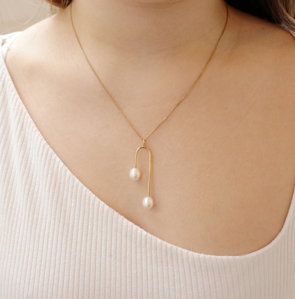 Double Peacock & Grey Pearl Pendant