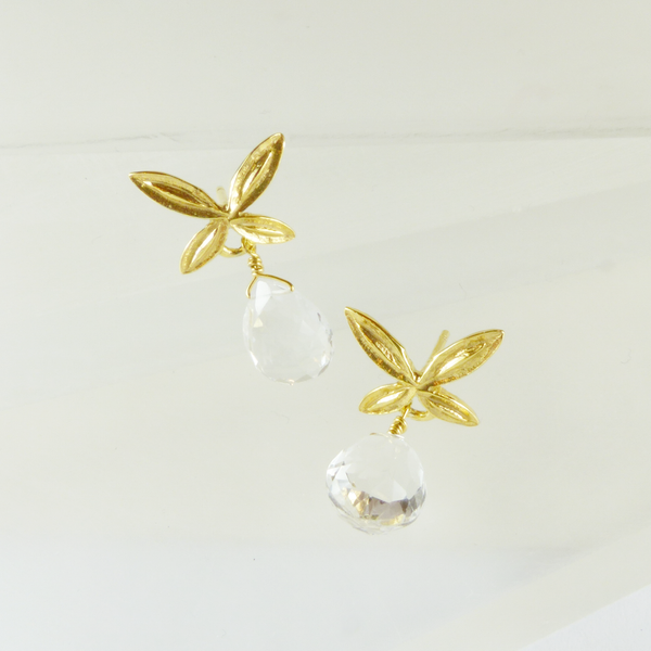 Butterfly and Stone Earrings