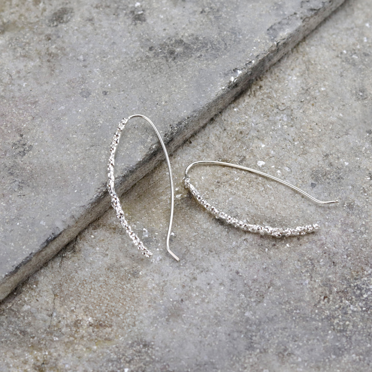 Granulated Silver Textured Earrings