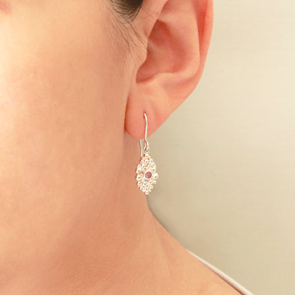 Granulated Texture Pink Tourmaline Earrings