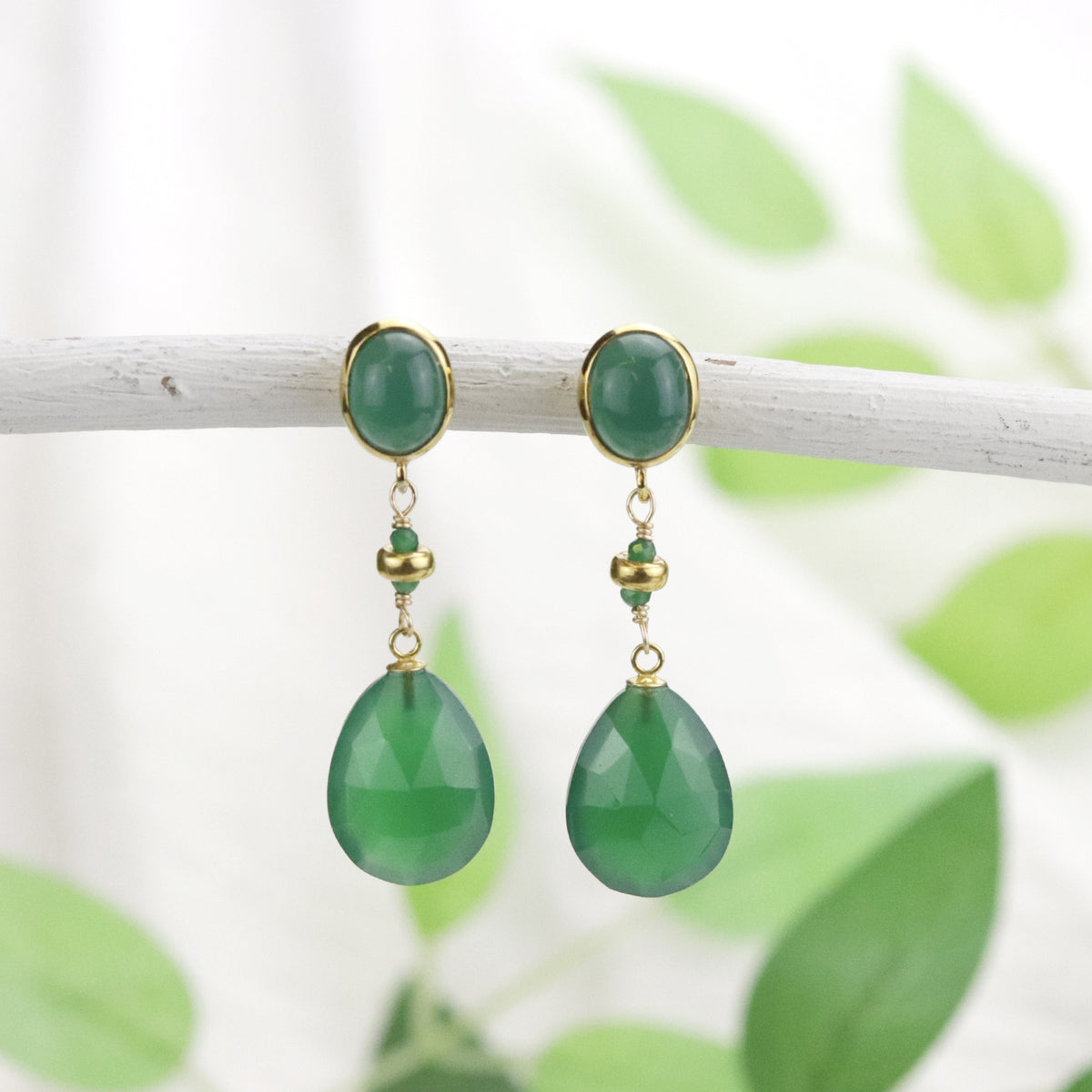 Green Onyx Drop Earrings