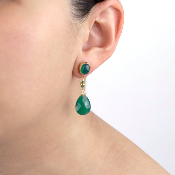 Green Onyx Drop Earrings