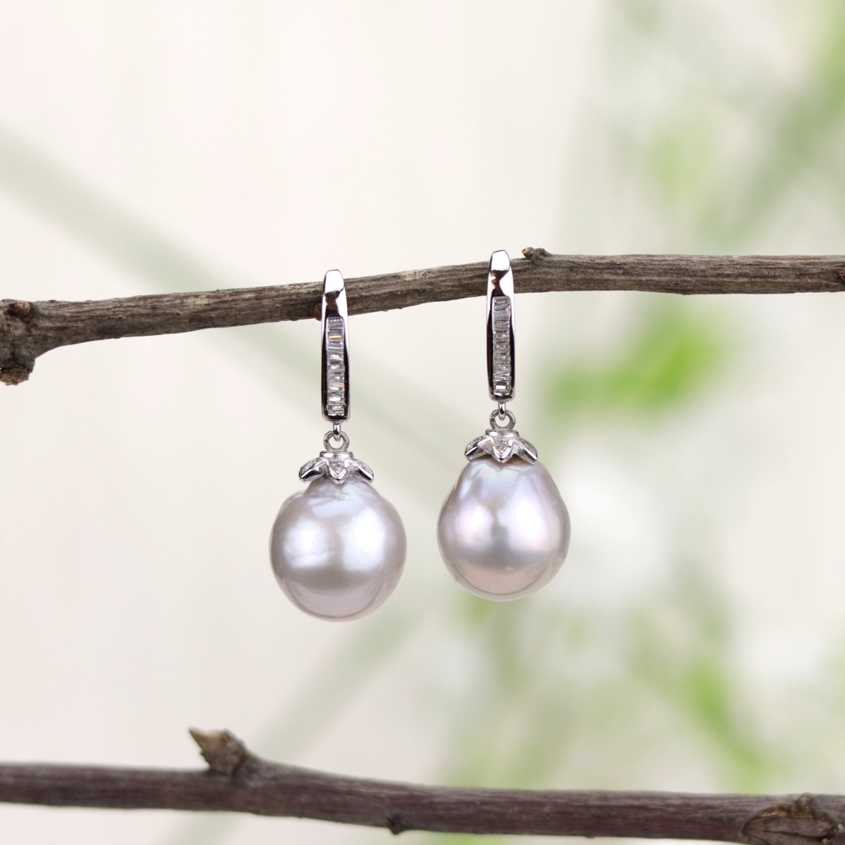 Grey Baroque Pearl Earrings - Limited Edition