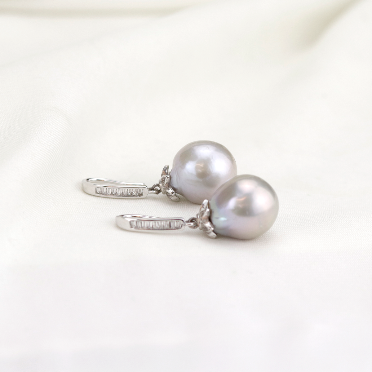 Grey Baroque Pearl Earrings - Limited Edition