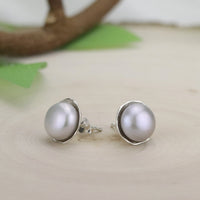 Large Grey Pearl Studs