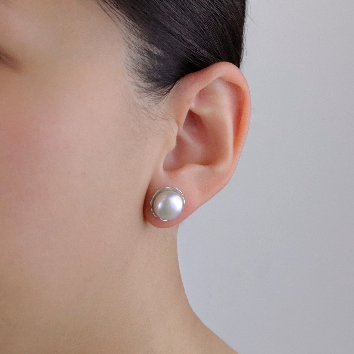 Large Grey Pearl Studs